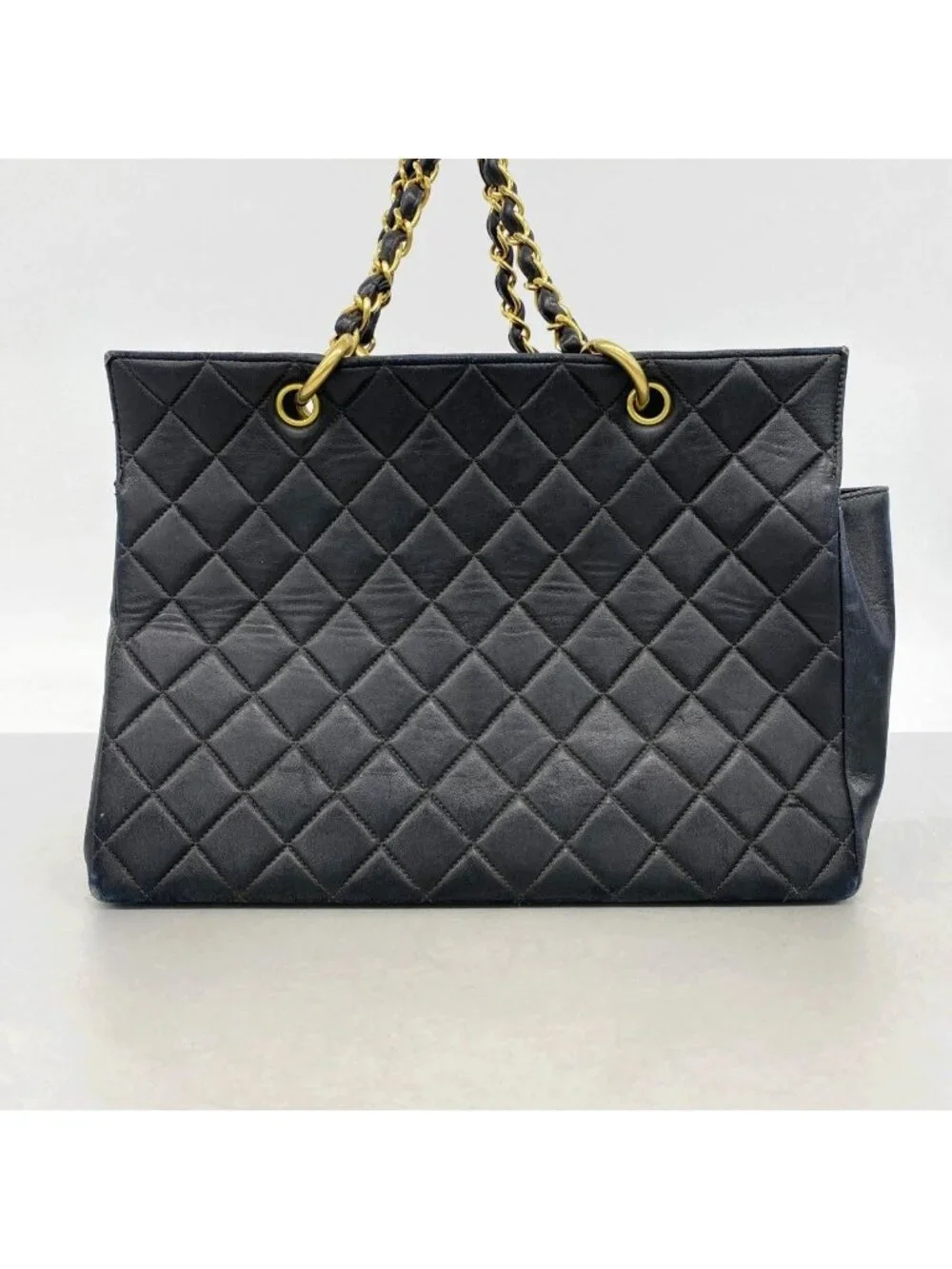Chanel Chain Tote Quilted Lambskin Black Gold